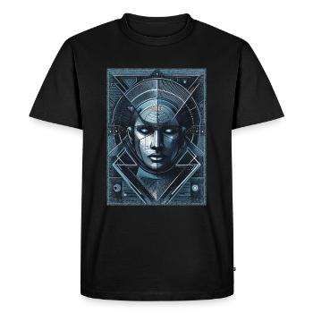 Visage bleu de l’homme de l’espace - T-shirt Premium bio Homme - noir - Devant - Nico (187cm)