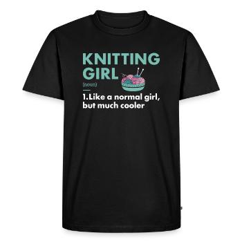 Knitter Girl Definition Knitting - Men's Premium Organic T-Shirt - black - Front - Nico (187cm)