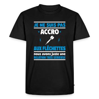 Je ne suis pas accro aux fléchettes - T-shirt Premium bio Homme - noir - Devant - Nico (187cm)