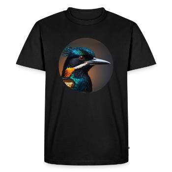 colibri, oiseau, illustration, coloré, paillettes, martin-pêcheur - T-shirt Premium bio Homme - noir - Devant - Nico (187cm)