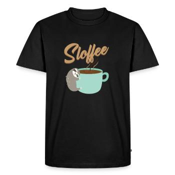 Sloffee coffee sloth sleep lazy tired caffeine - Men's Premium Organic T-Shirt - black - Front - Nico (187cm)