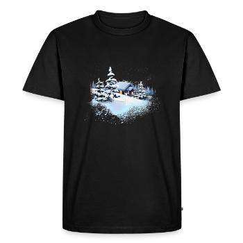 Winter time Winter snow landscape - Men's Premium Organic T-Shirt - black - Front - Nico (187cm)