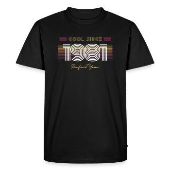 Birthday Cool since 1981 - Men's Premium Organic T-Shirt - black - Front - Nico (187cm)