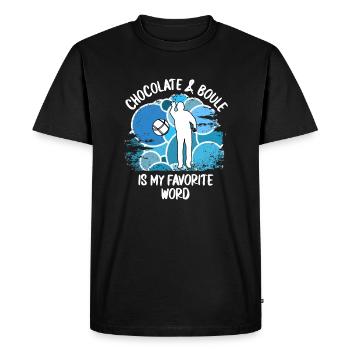 Boule Pétanque Boccia Boules Chocolat - T-shirt Premium bio Homme - noir - Devant - Nico (187cm)