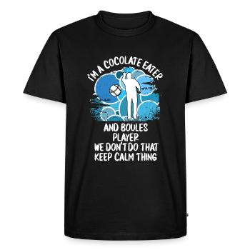 Boule Pétanque Boccia Boules Chocolat - T-shirt Premium bio Homme - noir - Devant - Nico (187cm)
