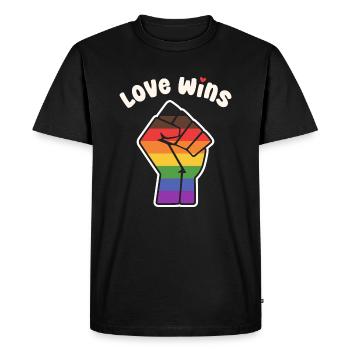 L’amour gagne le poing de la fierté alternative pour l’égalité - T-shirt Premium bio Homme - noir - Devant - Nico (187cm)
