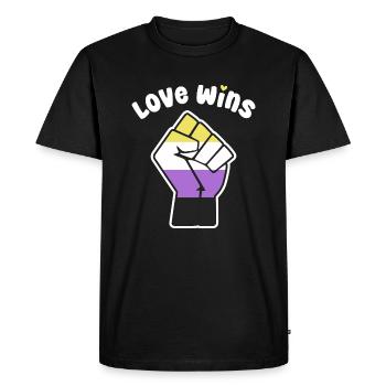 L’amour gagne le poing de fierté non binaire pour l’égalité - T-shirt Premium bio Homme - noir - Devant - Nico (187cm)