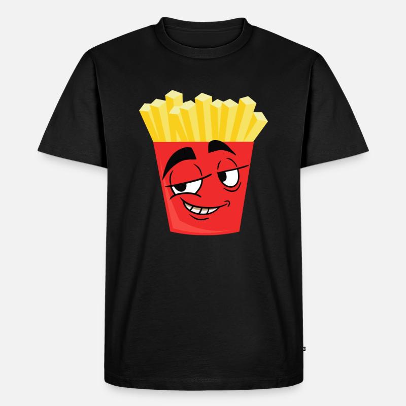 Pommes witzig - Männer Premium Bio T-Shirt - Schwarz