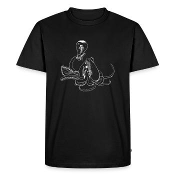 Œuvre d’art surréaliste de la pieuvre avec un astronaute - T-shirt Premium bio Homme - noir - Devant - Nico (187cm)