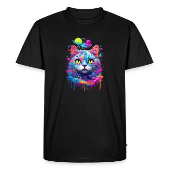 Chat Pop Art - T-shirt Premium bio Homme - noir - Devant - Nico (187cm)