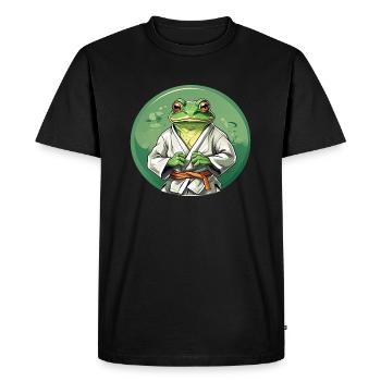Karaté Grenouille - Frog Design - T-shirt Premium bio Homme - noir - Devant - Nico (187cm)