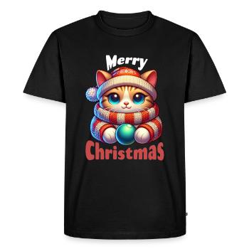 Chat câlin de Noël - T-shirt Premium bio Homme - noir - Devant - Nico (187cm)
