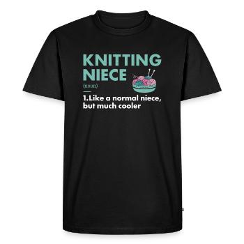 Knitter Niece Definition Knitting - Men's Premium Organic T-Shirt - black - Front - Nico (187cm)