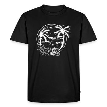 VACANCES PLAGE PALMIERS VOYAGE VACANCES VACANCIER MOTIF - T-shirt Premium bio Homme - noir - Devant - Nico (187cm)