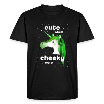 Licorne verte Mignonne effrontée - T-shirt Premium bio Homme - noir - Devant - Nico (187cm)