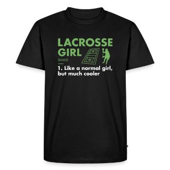 Sport Girl Definition Lacrosse - Men's Premium Organic T-Shirt - black - Front - Nico (187cm)