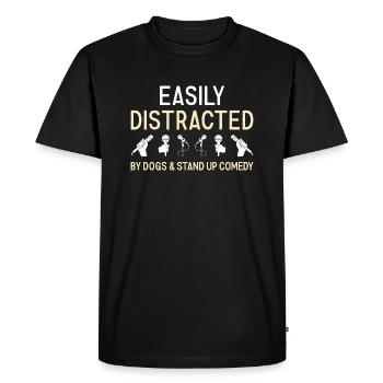 Comédien distrait par les chiens et la comédie stand-up - T-shirt Premium bio Homme - noir - Devant - Nico (187cm)