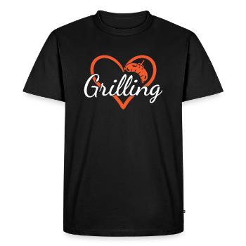 Griller Heart Grilling - Men's Premium Organic T-Shirt - black - Front - Nico (187cm)
