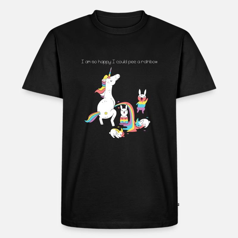 Unicorn Pee - Männer Premium Bio T-Shirt - Schwarz