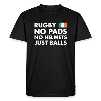 Rugby Pas de coussinets pas de casques juste des ballons Irlande Rugby - T-shirt Premium bio Homme - noir - Devant - Nico (187cm)
