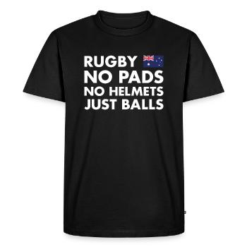 Pas de coussinets pas de casques juste des ballons Australie Rugby - T-shirt Premium bio Homme - noir - Devant - Nico (187cm)