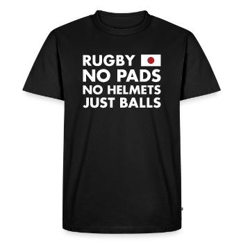 Pas de coussinets pas de casques juste des ballons Japon Rugby - T-shirt Premium bio Homme - noir - Devant - Nico (187cm)