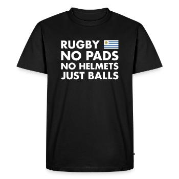 Rugby Pas de coussinets Pas de casques Juste des ballons Uruguay Rugby - T-shirt Premium bio Homme - noir - Devant - Nico (187cm)