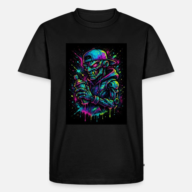 graffiti robot - Männer Premium Bio T-Shirt - Schwarz