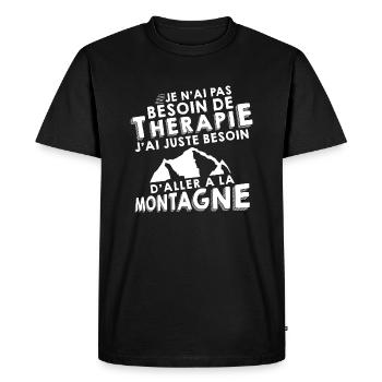 Thérapie - Montagne - T-shirt Premium bio Homme - noir - Devant - Nico (187cm)
