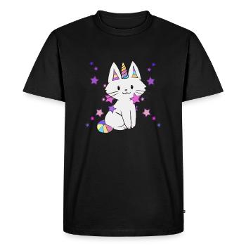 Chat licorne - T-shirt Premium bio Homme - noir - Devant - Nico (187cm)