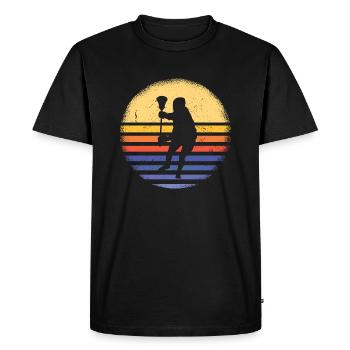 Sport Retro Sunset Lacrosse - Men's Premium Organic T-Shirt - black - Front - Nico (187cm)