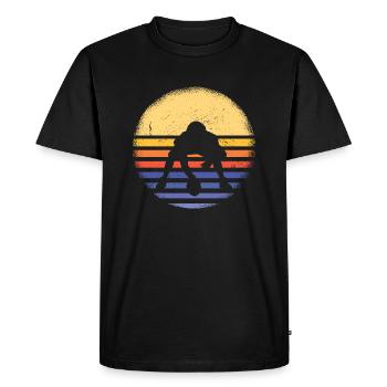 Sport Retro Sunset American Football - Men's Premium Organic T-Shirt - black - Front - Nico (187cm)