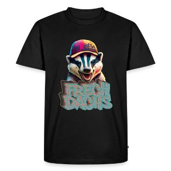 Naughty Badger- Naughty Badger Graffiti Style - Men's Premium Organic T-Shirt - black - Front - Nico (187cm)