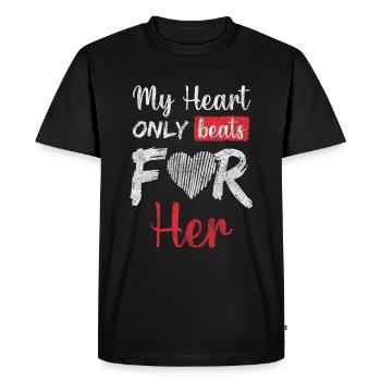 Relatie Koppels Partners - Mannen Premium Bio T-shirt - zwart - Voor - Nico (187cm)