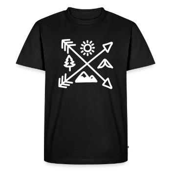 CAMPING CAMPING FORÊT FLÈCHES CAMP MONTAGNES MOTIF - T-shirt Premium bio Homme - noir - Devant - Nico (187cm)
