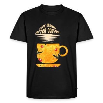 life begins after coffee e 271 - Men's Premium Organic T-Shirt - black - Front - Nico (187cm)