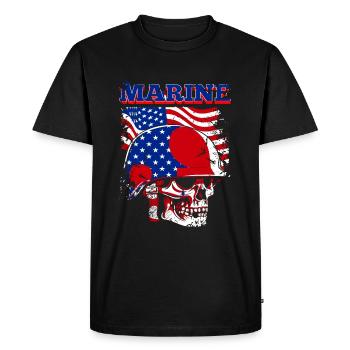 A frightening naval skull with US flag - Men's Premium Organic T-Shirt - black - Front - Nico (187cm)