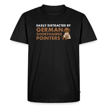Easily Distracted By German Shorthaired Pointer - Men's Premium Organic T-Shirt - black - Front - Nico (187cm)