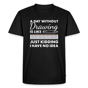 Drawer A Day Without Drawing - Men's Premium Organic T-Shirt - black - Front - Nico (187cm)