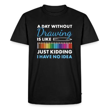 Tiroir Un jour sans dessin - T-shirt Premium bio Homme - noir - Devant - Nico (187cm)