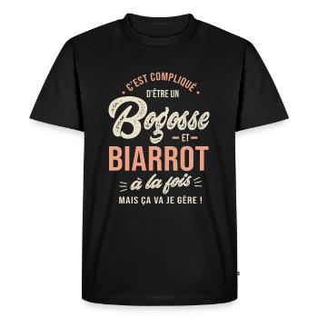 Biarrot Bogosse Cadeau Humour Biarritz 64 - T-shirt Premium bio Homme - noir - Devant - Nico (187cm)