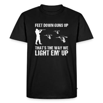Feet Down Guns Up Thats The Way We Light'em Up - Men's Premium Organic T-Shirt - black - Front - Nico (187cm)