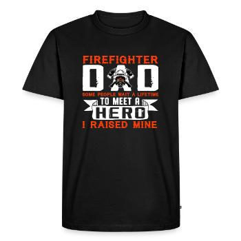 Firefighter Dad I Raised Mine - Men's Premium Organic T-Shirt - black - Front - Nico (187cm)