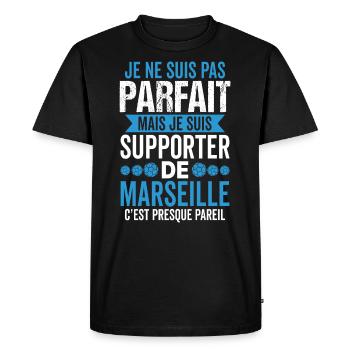 Cadeau Supporter Marseille Foot Marseillais Humour - T-shirt Premium bio Homme - noir - Devant - Nico (187cm)