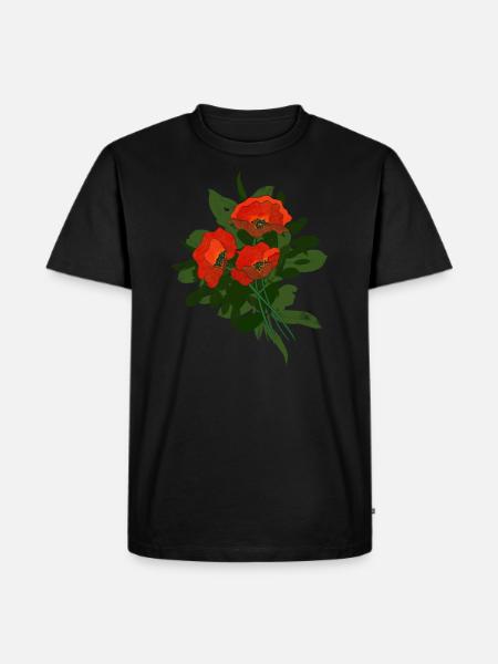Mohnblumen-Strauß - Männer Premium Bio T-Shirt - Schwarz