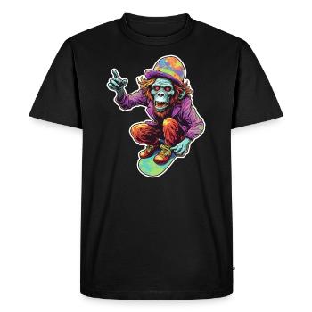 Psychedelic Skateboarding Zombie Monkey - Men's Premium Organic T-Shirt - black - Front - Nico (187cm)