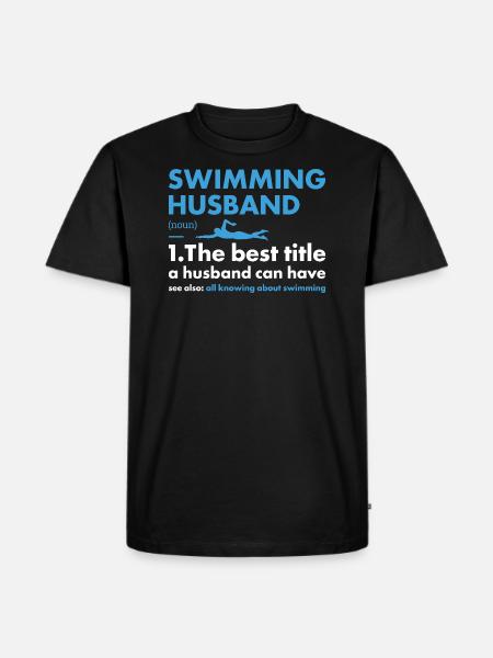 Sport Husband Swimming - Männer Premium Bio T-Shirt - Schwarz