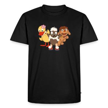 Pittiplatsch, Schnatterinchen & Moppi - Männer Premium Bio T-Shirt - Schwarz - Vorne - Nico (187cm)