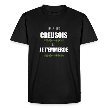 Je suis creusois et je... - T-shirt Premium bio Homme - noir - Devant - Nico (187cm)
