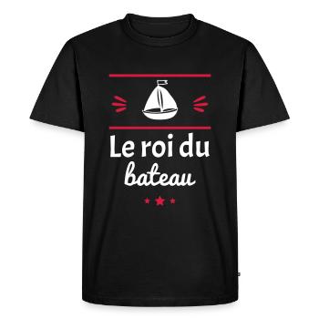 le roi du bateau, voilier, capitaine - T-shirt Premium bio Homme - noir - Devant - Nico (187cm)